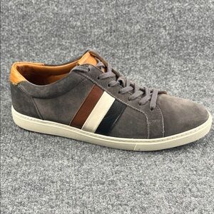Allen Edmonds Courtside Signature Gray Suede Sneaker with Multi Color Stripes